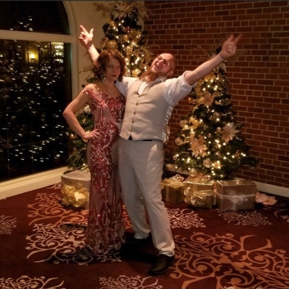 Banjul Red Sequin Evening Gown - Picture 3 of 7